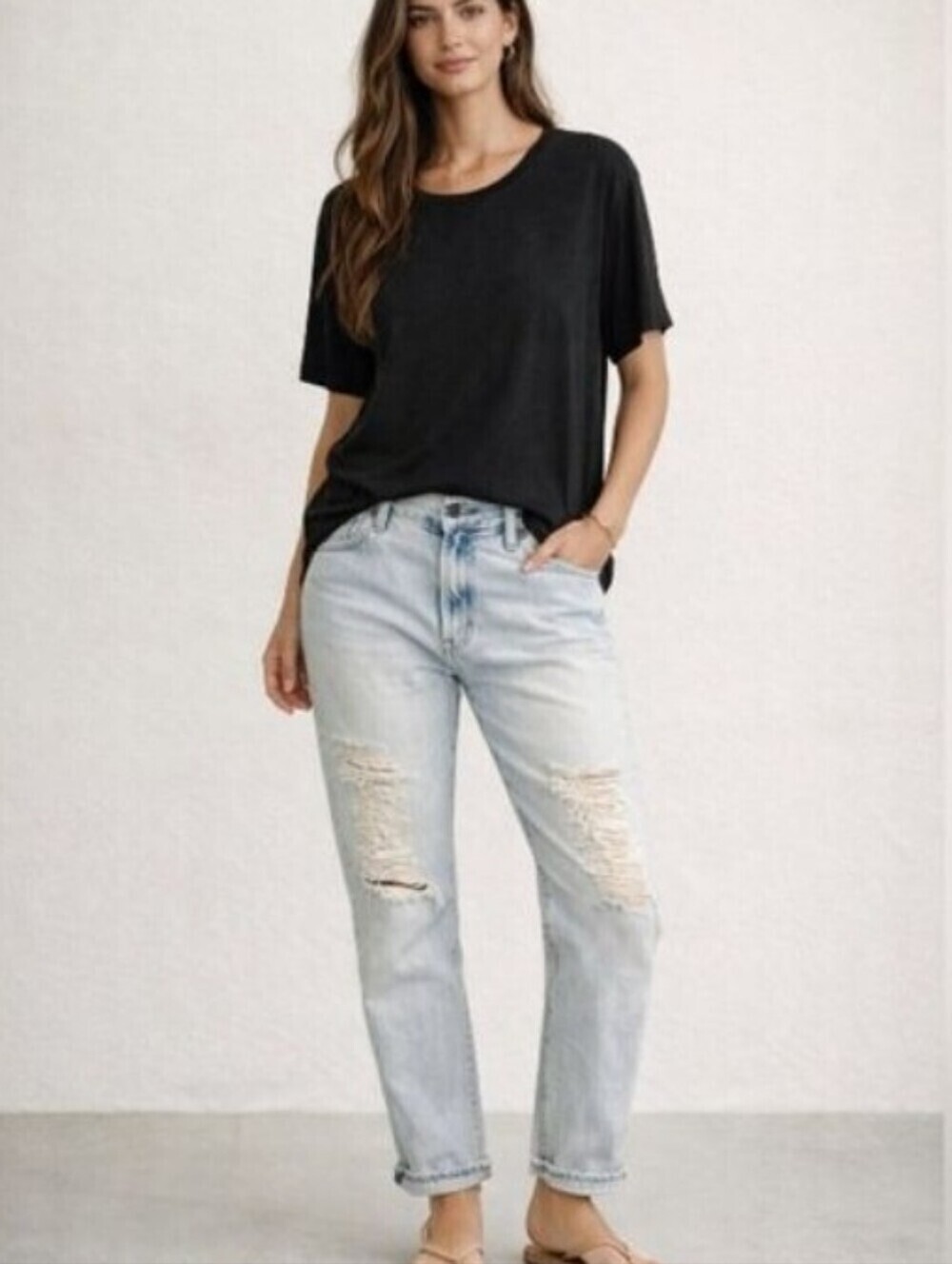 Venus Bleached Light Acid Washed Destructed Distressed Boyfriend Jeans Size 8